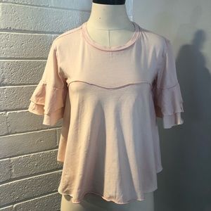 NEW Abound Light Pink Ruffle Short Sleeve Top